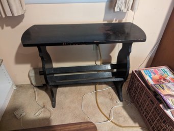 Vtg Black Wood Side Table