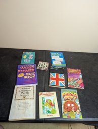 Vtg Books / Puzzles Lot In Blue Tote