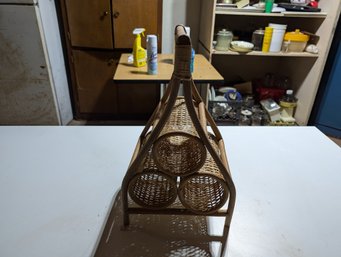 Vtg Wicker Bottle Rack