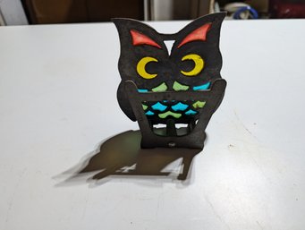 Vtg Cast Iron Owl Napkin Holder