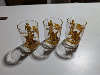 Vintage Set Of 3 Davy Crockett Glasses