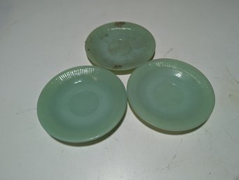 3 Small Fireking Jadeite Plates MCM