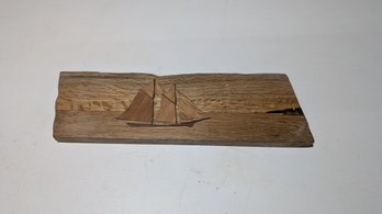 Vtg Wood Sailboat Artwork