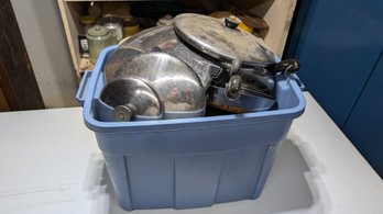 Large Lot Of Vtg Revere Ware Pots And Pans Blue Bin