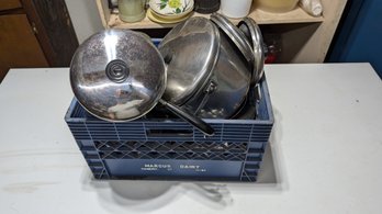 Large Lot Of Vtg Revere Ware Pots And Pans