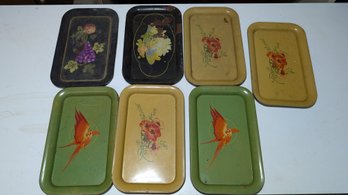 Large Lot Of Vtg Metal Trays