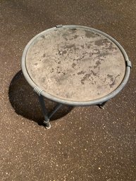 Glass Top Metal Legs Patio Side Table Round