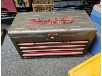 Gray With Red Tool Box With Misc Tools