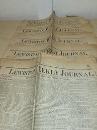 Antique Newspaper Lot Of 30 Newspapers Lewiston Gazzette From Maine From 1882-1884