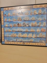 Sailing Ships And Seafarers Print On Black Frame