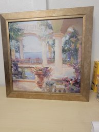 Patio Print With Gold Framed, Signed