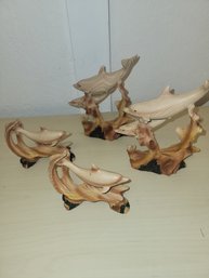 4 Wooden Dolphins