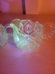 Clear Uranium Sugar And Creamer Set