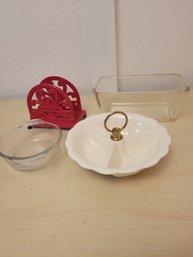 Set Of 2 Baking Dishes, Napkin Holder, And Serving Tray