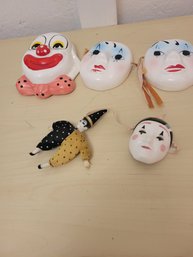 Lot Of 5 Clowns/Masks