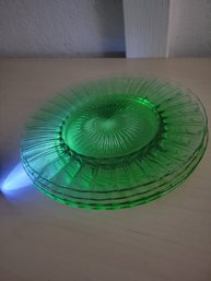 Set Of 4 Uranium Glass Plates