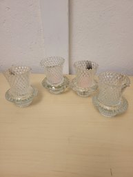 Set Of 4 Cut Crystal Pineapple Votives