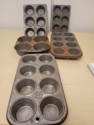 Lot Of 5 Vintage Cupcake Pans