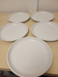 Set Of 5 White Crate And Barrel Salad Plates