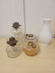 Glass Oil Lamp Lot