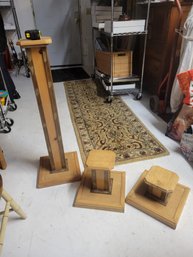 Set Of 3 Wood Pedestals