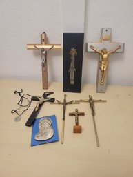 Religious Lot Of Crosses And Crucifixes