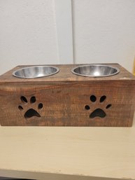 Raised Wooden Dog Dish