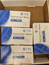 Lot Of 4 Boxes Of Blue Face Masks