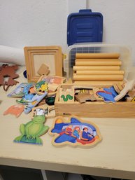 Wood Puzzle Lot, Wooden Sticks