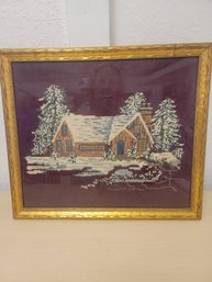 Needlepoint Of House/Cabin