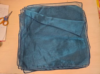 25 Blue/cyan See-through Fabric Napkins Used For Wedding, Baby, Or Parties. 15.5' X 15.75' Each
