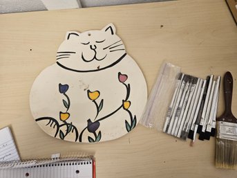 Cat Art And A Lot Of Paint Brushes