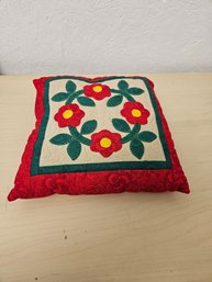 Embroidered Floral Pillow Small