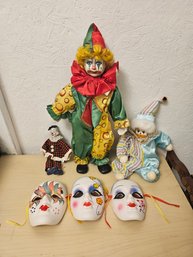 3 Hand Painted Mask And 3 Dolls 2 Medium And 1 Big