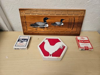 Lot Of Games - Cribbage Board And A Chicken Hexagon
