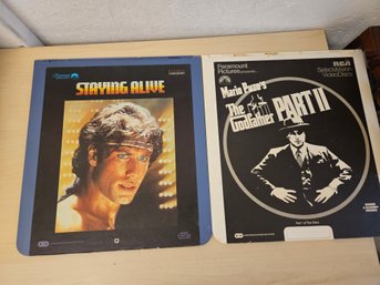 2 Rare CED (Capacitance Electronic Disc)  Movie Disks - Staying Alive And Godfather Part II