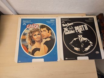 2 Rare CED (Capacitance Electronic Disc)  Movie Disks - Grease And Godfather Part II