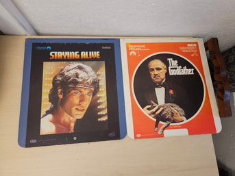2 Rare CED (Capacitance Electronic Disc)  Movie Disks - Staying Alive And The Godfather