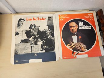 2 Rare CED (Capacitance Electronic Disc)  Movie Disks - Love Me Tender And The Godfather