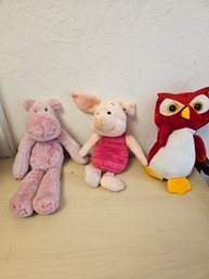 3 Stuffed Animals - Pig, Piglet, Owl