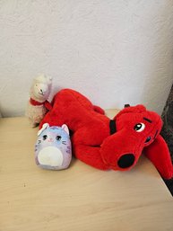 3 Stuffed Animals - Clifford, Llama, Stuffed Kitty