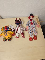 Lot Of 3 Dolls - 2 Stuffed And 1 Puppet