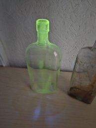 2 Uranium Glass Bottles