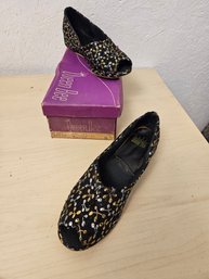 Queen Bee 12809 Black, Silver, Golden Open Toes Loafers  Size 9 US
