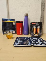 Sip Flask, Cup For Coffee, Tea Glass In A Box, 1 Glass Flower Decoration, Doctor Who Ice Tray, Set Of Tools