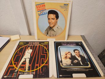 3 Rare Elvis Presley CED (Capacitance Electronic Disc) Movie Disks - GI Blues, Viv Las Vegas, Elvis