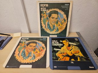 3 Rare Elvis Presley CED (Capacitance Electronic Disc) Movie Disks - Elvis In Blue Hawaii, Wild In The Country