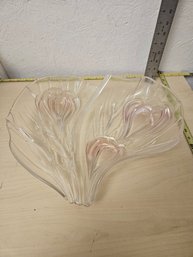 Big Heart Glass Bowl With Pink Coloring