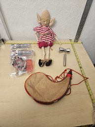 Misc Items - 1 Waterskin Pouch, 2 Minney Mouse Lights, 1 Elf Doll, 1 Small Candle Snuffer