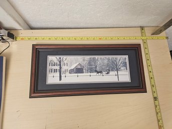 Framed Signed Picture Of A House In The Snow